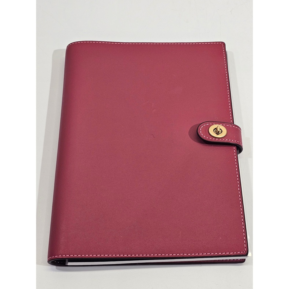 Coach Glovetanned Leather Notebook Cover Turnlock Magenta Pink w/ Pen & Journal - Picture 2 of 10